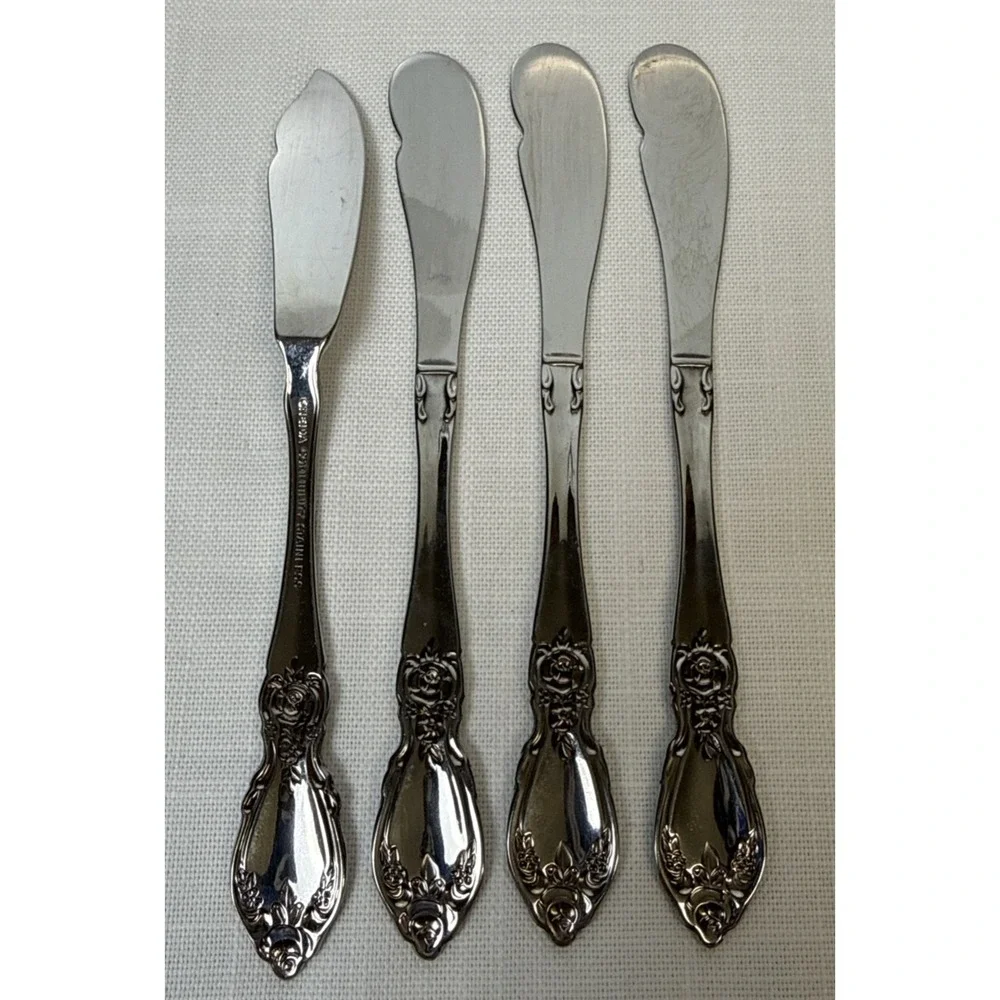 Oneida Community Plantation Knives‎ Butter + Spreader Stainless Flatware X4